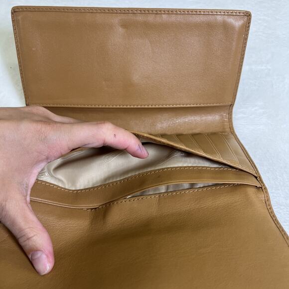 Coach C Signature Brown & Khaki Canvas & Leather Bifold Wallet w/Buckle & Chkbk - Picture 11 of 16